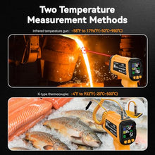 Load image into Gallery viewer, 50:1 Infrared Thermometer -58F to 1796F, Laser Temp Gun with Thermocouple Probe for Pizza Oven, HVAC, BBQ, High Temp Gun with Humidity Sensor, Accurate for Home and Industrial Use