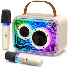 Load image into Gallery viewer, HWWR Karaoke Machine for Kids and Adults, Mini Portable Bluetooth 5.3 Karaoke Speaker with 2 Wireless Microphones, Popular Birthday Gifts for Girls Age 3-12+, Singing Machine with Party Lights
