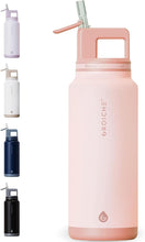 Load image into Gallery viewer, GROSCHE Alpine Flip n' Sip 40 oz Insulated Water Bottle - Stainless Steel, Leakproof Flask with Straw - Perfect for Gym, Travel & Outdoor Use - Keeps Water Cold up to 60 hrs - Rose Pink