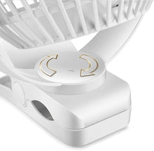 Load image into Gallery viewer, Viniper 6 inch Rechargeable Clip on Fan, 5000mah Battery Desk Fan : 360° Rotation & 3 Speeds Strong Wind Portable Fan, 8-30 Working Hours, Quiet and Powerful (White)