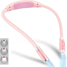 Load image into Gallery viewer, Vekkia Rechargeable LED Neck Reading Light, Book Lights for Reading in Bed, 3 Brightness Levels, Flexible Soft Silicone Arms Comfortable Wear, Long Lasting, Perfect for Craft & Knitting, Pink