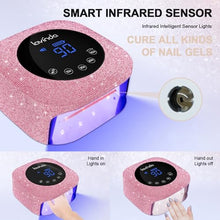 Load image into Gallery viewer, UV Nail Lamp 54W, Cordless Gel UV Led Nail Lamp for Gel Nail Polish, Rechargeable UV Nail Light Nail Dryer with 4 Timer and LCD Display, Professional Fast Curing Lamp Nail Art Tools with Rhinestone
