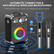 Load image into Gallery viewer, Pro Audio Certified Karaoke Machine with 3 Mics, 24H Playtime Portable Bluetooth 5.3 Party Speakerw/DJ Light & Bass Boost, All-in-1 Home Entertainment System for Adults/Kids, Indoor/Outdoor Gathering
