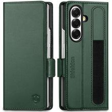 Load image into Gallery viewer, SHIELDON Case for Galaxy Z Fold7 8.0", Genuine Leather Magnetic Wallet Case, RFID Blocking Card Holder Kickstand Shockproof Cover Compatible with Galaxy Z Fold 7 2025 - Midnight Green