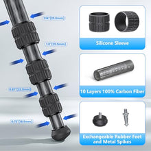 Load image into Gallery viewer, WEYLLAN Heavy Duty Carbon Fiber Tripod for Camera, 10-Layer Tube, 29mm Leg with DSLR Tripod Ball Head, Max Load 20kg
