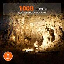 Load image into Gallery viewer, BUYSIGHT Rechargeable Spotlight Flashlight 1000 Lumens Handheld Spot Light LED Flashlight with Handl Ultra-Long Standby Electric Torch with USB Output ?Classic Black?