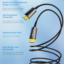 Load image into Gallery viewer, DGHUMEN Fiber Optic Extra Long HDMI Cable 130 FT, 8K Slim HDMI 2.1Cord 48Gbps Ultra High Speed, 8K@60Hz 4K@240Hz, Dynamic HDR, eARC, HDCP 2.2&2.3, 3D, Compatible for PS4/5/Xbox/TV/Laptop/Projectorr