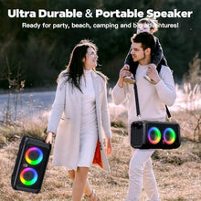 Load image into Gallery viewer, HWWR Karaoke Machine for Adults Kids, Bluetooth Party Karaoke Speaker with 2 Wireless Microphones for Singing, PA System with HiFi Sound/Dual 3" Subwoofers/Echo Adjustment/Disco Lights for Home Party