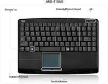 Load image into Gallery viewer, Adesso AKB-410UB - SlimTouch Mini USB Keyboard with Built-in Touchpad