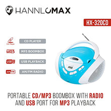 Load image into Gallery viewer, HANNLOMAX HX-320CD CD/MP3 Boombox, AM/FM Radio, USB Port for MP3 Playback, Aux-in, LCD Display, AC/DC Dual Power Source. (Blue/White)