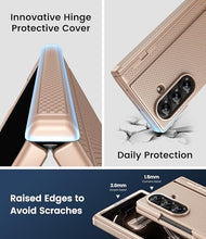Load image into Gallery viewer, BXYJY for Samsung Galaxy Z Fold 7 Case with Front Glass Screen Protector, Slim Profile with Kickstand, Rugged Hard Full Body Cover, Daily Drop Protective Phone Case for Samsung Z Fold 7 5g 2025, Gold