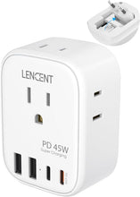 Load image into Gallery viewer, LENCENT European Travel Plug Adapter, PD 45W Type C Foldable Power Plug with 4 Outlet, USB Fast Charger Adaptor, Travel Essentials for US to Most of Europe EU Spain Italy France, Cruise Ship Approved