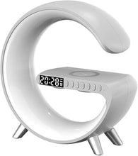 Load image into Gallery viewer, BKDRL Bluetooth Speaker Lamp with Wireless Charger, RGB Night Light, Alarm Clock, App Control - White