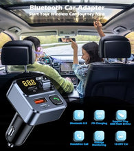 Load image into Gallery viewer, KAIY FM Transmitter Bluetooth Car Adapter, Car Radio Bluetooth Transmitter HandsFree Calling Music Player, FM Radio Adapter 42W Type-C Fast Charging, Support USB Drive