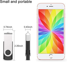 Load image into Gallery viewer, JUANWE 128GB Flash Drive 2 PCS, 2.0 Thumb Drive USB Drives Pendrive for File Storage Data Transfer, High Capacity Zip Drive Portable USB Storage Flashdrives 360° Swivel Cap, Jump Drive 128G×2 Black