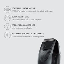 Load image into Gallery viewer, Panasonic Beard Trimmer for Men Cordless Precision Power, Hair Clipper with Comb Attachment and 19 Adjustable Settings, Washable, ER-SB40-K, 0.5-10mm lengths, 1 Pack