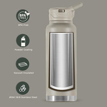 Load image into Gallery viewer, IDEUS Vacuum Insulated Water Bottle, 40 oz Stainless Steel Water Bottles with Straw and Spout Lid, Reusable Metal Water Bottle Leak Proof Gym Water Bottle, BPA-Free(Celadon)