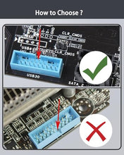 Load image into Gallery viewer, COMeap USB 3.0 90 Degree Motherboard Adapter, 19Pin Male to Female L Turn Right Angle Extension Power Adapter for Desktop Motherboard Internal Header Up Angled?Pack of 2?
