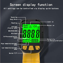 Load image into Gallery viewer, Surpeer Infrared Thermometer Pyrometer Temperature Gun -58°F to 1796°F, 50:1 Distance Ratio, Laser IR Temp Gun for Cooking, Pizza Oven, Engine, Kilns, Forges, Industry, and Home Repair.