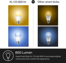 Load image into Gallery viewer, Kasa Smart Light Bulbs, Full Color Changing Dimmable Smart WiFi Bulbs Compatible with Alexa and Google Home, A19, 60 W 800 Lumens,2.4Ghz only, No Hub Required, 2-Pack (KL125P2), Multicolor
