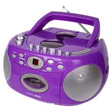 Load image into Gallery viewer, HANNLOMAX HX-323CD Portable CD Player, AM/FM Radio, Cassette Recorder, Records from CD or Radio, Headphone Jack, AC/DC Dual Power Source. (Purple)