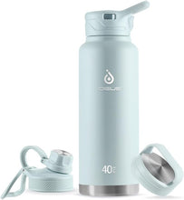 Load image into Gallery viewer, IDEUS Vacuum Insulated Water Bottle, 40 oz Stainless Steel Water Bottles with Straw and Spout Lid, Reusable Metal Water Bottle Leak Proof Gym Water Bottle, BPA-Free(Light Blue)
