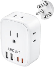Load image into Gallery viewer, LENCENT South Africa Power Adapter, South Africa Grounded Travel Adaptor with 4 American Outlets, 4 USB Charger(2 USB C), Type M Plug Converter for US to South Africa Bhutan Botswana Namibia Zimbabwe