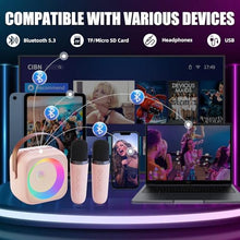 Load image into Gallery viewer, ZERFUN Mini Karaoke Machine Microphone for Kids Adults, Wireless Microphones Rechargeable with Bluetooth Speaker, Toys Gifts Presents for Girls Toddler Birthday Christmas, Pink