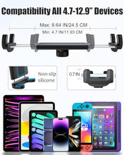 Load image into Gallery viewer, Wukanleng Tablet Holder for Car Rear View Mirror, Retractable Rearview Mirror Phone Mount, 360°Rotatable GPS Holder Stand Compatible with iPad Pro 12.9 Air Mini, Samsung Galaxy Z, 4-12.9" Devices