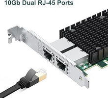 Load image into Gallery viewer, 10Gb NIC Dual RJ45 Port PCIe Network Card with Intel X540-AT2 Controller, 10G Ethernet Converged Network LAN Adapter, Support Windows/Linux/Vmware/ESX/Freebsd Server, Compare to Intel X540-T2