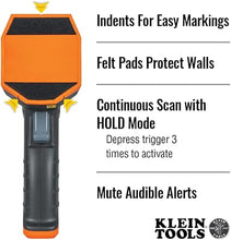 Load image into Gallery viewer, Klein Tools ESF150LL Electronic Stud Finder with Cross-Line Lasers, Bubble Level, Laser Class 3R ?5mW 15-Foot in All Directions, for Wood and Metal Studs, Bright Green LEDs, Batteries Included