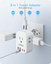 Load image into Gallery viewer, LENCENT Switzerland Travel Plug Adapter, Swiss Power Adaptor with 4 American Outlets, 4 USB Charger(2 USB C), Type J Plug Converter for US to Switzerland, Liechtenstein, Rwanda, Safe Grounded