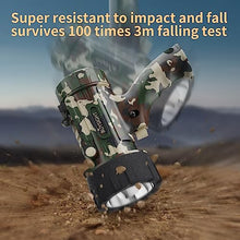 Load image into Gallery viewer, BUYSIGHT Rechargeable Spotlight Flashlight, Hand held Spotlight 800 lumens Waterproof Flashlight Hunting Lamp with red Filter? Camouflage Green Mini