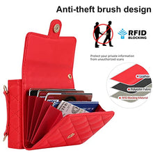 Load image into Gallery viewer, XIMAND for Samsung Galaxy Z Flip 7 Accordion Crossbody Wallet Case, 4 Card Slots, RFID Blocking, and Adjustable Strap - Stylish and Versatile Accessory.(Red)