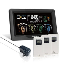 Load image into Gallery viewer, Wireless Radio Weather Station with 3 Outdoor Sensors Indoor Outdoor LCD Digital Thermometer Hygrometer Barometer with WWVB,Alarm Clock,Weather Forecast,Moon Phase,Sunrise and Sunset Time
