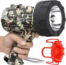 Load image into Gallery viewer, BUYSIGHT Rechargeable Spotlight Flashlight,1500 lumens Hand held Spotlight Waterproof Flashlight Hunting Lamp with red Filter (Camouflage Green)