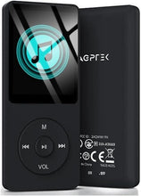 Load image into Gallery viewer, AGPTEK A02S 16GB MP3 Player, 70 Hours Playback Lossless Sound Music Player, Supports up to 128GB, Black