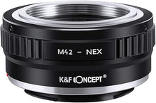 Load image into Gallery viewer, K&F Concept Lens Mount Adapter Compatible with M42 Lens to NEX E-Mount Camera Compatible with Sony Alpha NEX-7 NEX-6 NEX-5N NEX-5 NEX-C3 NEX-3