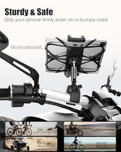 Load image into Gallery viewer, Wukanleng Bike Tablet Phone Holder with Silicone Security Band, Metal Arm 360° Rotation Tablet Handlebar Mount for Stationary Bicycle, Treadmill Fits iPad Pro/Air/Mini, Smartphones, 4-13'' Devices