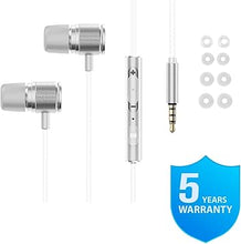 Load image into Gallery viewer, LUDOS Ultra Wired Earbuds in-Ear Headphones, 5 Years Warranty, Earphones with Microphone, Noise Isolating Ear Buds, Memory Foam for iPhone, Samsung, School Students, Kids, Women, Small Ears - White