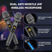 Load image into Gallery viewer, Karaoke Machine for Adults Kids: HWWR Portable Bluetooth Speaker with 2 Wireless Microphones, 6.5" Subwoofer, LED Lights, PA System with Karaoke Microphone Support REC/USB/AUX for Home Party