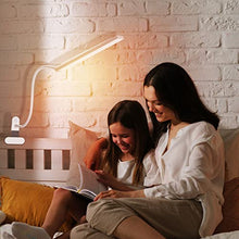 Load image into Gallery viewer, RAOYI LED Desk Lamp, 5W USB Clip on Light Eye-Caring Reading Clamp Table Lamp with 48 LEDs Flexible Gooseneck, 3 Color Modes and 14 Brightness Levels for Office Bedroom Study (White)
