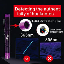 Load image into Gallery viewer, LELUOHQ Black Light, 365nm UV Flashlight, Portable Mini Black Light for Pet Urine Detection, Handheld UV Flashlight for Resin, Pet Urine, Nails, Money - Pack of 2