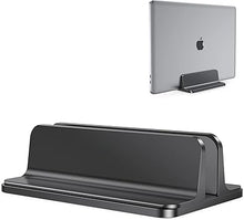 Load image into Gallery viewer, OMOTON Vertical Laptop Desktop Stand Holder with Adjustable Dock Size, Aluminum , Fits All MacBook, Surface, Chromebook and Gaming Laptops (Up to 17.3 inches), Black