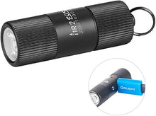 Load image into Gallery viewer, OLIGHT i1R 2 EOS 150 Lumens Tiny Rechargeable Keychain Flashlight EDC Mini LED Keyring Light with Built-in Battery for Camping Hiking Dog Walking etc (Black)