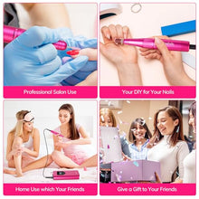 Load image into Gallery viewer, Lavinda Portable Nail Drill Professional, 35000 RPM Rechargeable, Electric Nail File Machine for Acrylic Nails, Gel Polishing, and Removing, Cordless Nail Drill for Salon and Home Use (Viva Magenta)