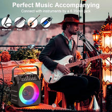 Load image into Gallery viewer, Karaoke Machine for Adults Kids: HWWR Portable Bluetooth Speaker with 2 Wireless Microphones, 6.5" Subwoofer, LED Lights, PA System with Karaoke Microphone Support REC/USB/AUX for Home Party