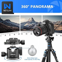 Load image into Gallery viewer, Low Profile Tripod Ball Head, WEYLLAN 36mm Metal Panoramic Camera Tripod Head Mount with Arca 1/4'' Quick Release Plate, Camera Ball Head for Tripod Monopod, Ball Head Tripod Mount Max Load 33lbs/15kg