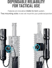 Load image into Gallery viewer, OLIGHT Odin 2000 Lumens Picatinny Rail Mounted Rechargeable Tactical Flashlight with Remote Pressure Switch, 300 Meters Beam Distance, Powered by Battery(Black)