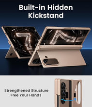 Load image into Gallery viewer, BXYJY for Samsung Galaxy Z Fold 7 Case with Front Glass Screen Protector, Slim Profile with Kickstand, Rugged Hard Full Body Cover, Daily Drop Protective Phone Case for Samsung Z Fold 7 5g 2025, Gold